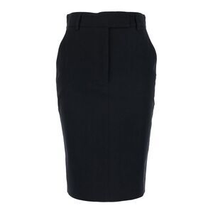Plain Women Black Skirt With Front Concealed Closure In Corduroy Woman
